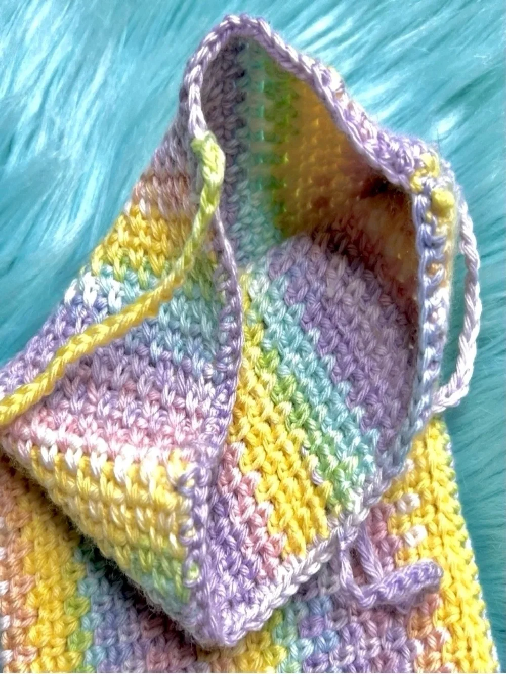 PinkRainCloud Handmade Pastel Crochet Book Pouch Sleeve Pouch Soft Textured